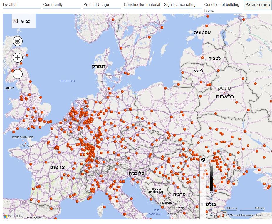 map of 3,300 synagogues in Europe