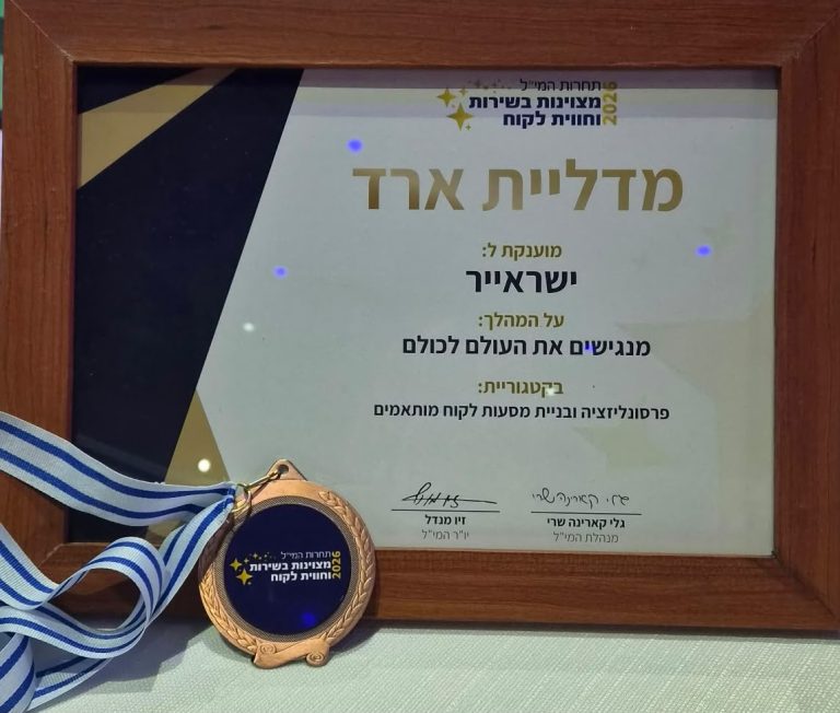 תעודת ההוקרה על תיירות נגישה בישראיר