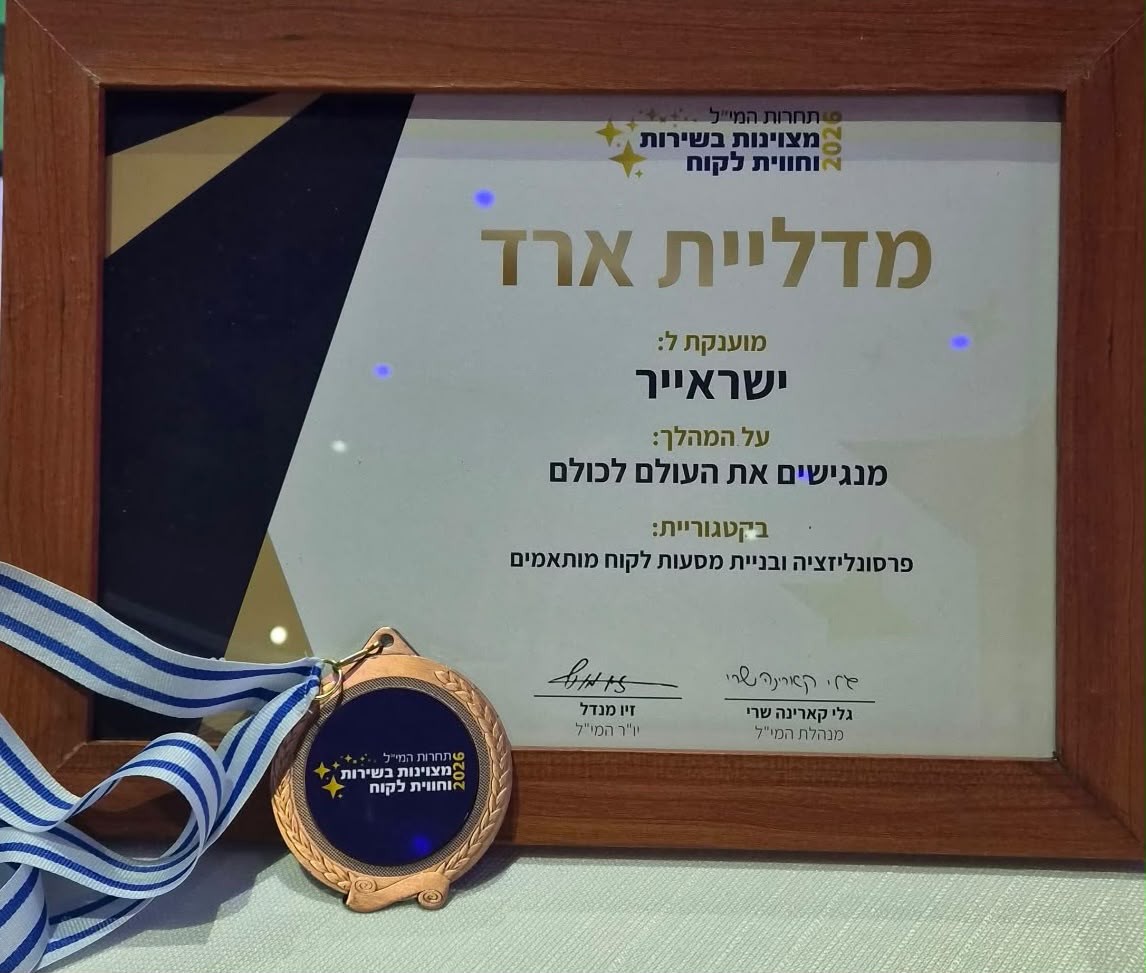 תעודת ההוקרה על תיירות נגישה בישראיר